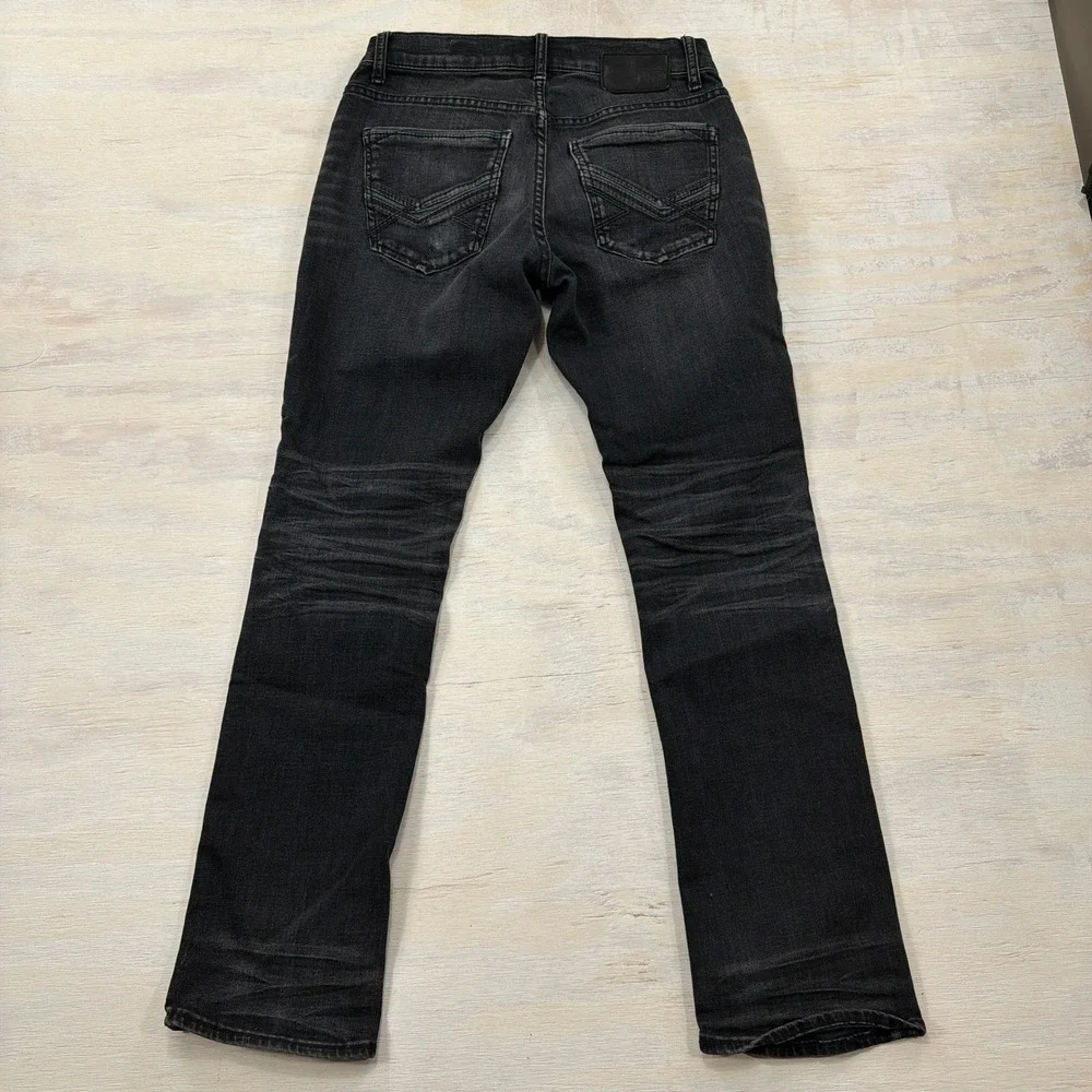 BKE Jeans Alec Straight Leg Dark Wash Whiskered Stretch Denim Black Mens 30S
